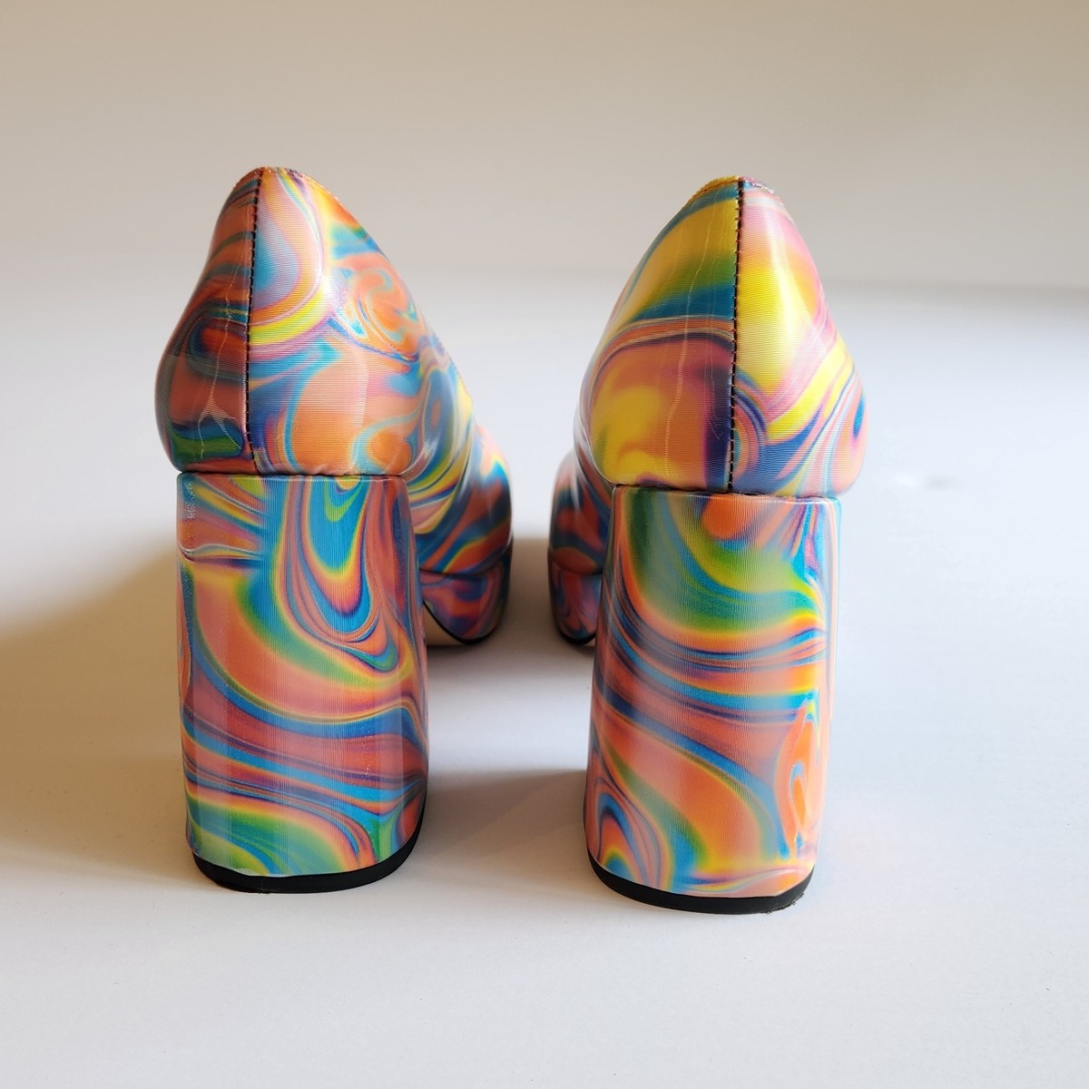 Katy Perry 70s Disco Platform  Shoes Rainbow 8 Costume Vintage Halloween Tie Die View 4