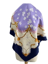 S37# E.Marinella Napoli Multicolor Silk Scarf 34 Inch  Made In Italy Has Stain