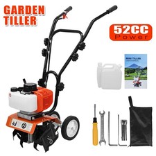 52cc Petrol Tiller Cultivator Rotavator Garden Allotment Soil Tool UK