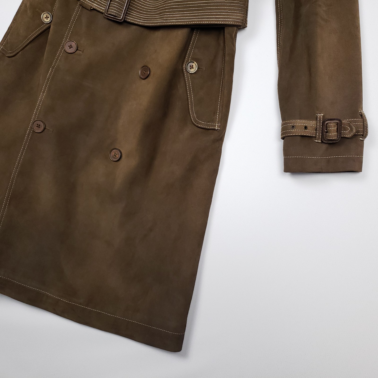 Ralph Lauren Suede Leather Trench Coat 6 Women UK 10 12 Brown Pristine RRP £3300 image 9