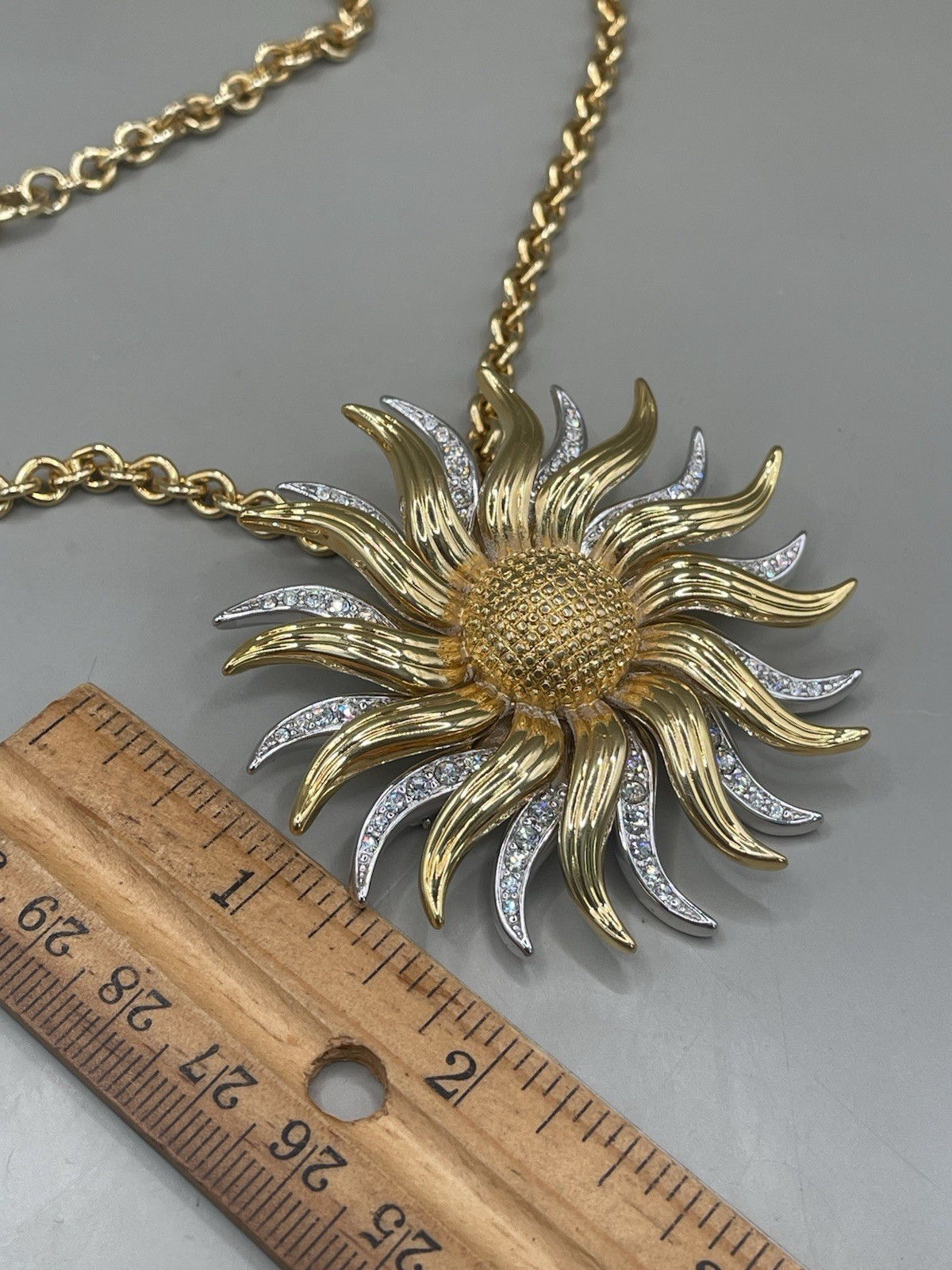 VTG KENNETH JAY LANE SIGNED KJL GOLDTONE SUNFLOWE… - image 3