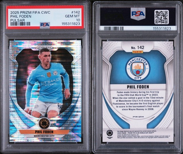 2025 Panini Prizm FIFA Club World Cup Phil Foden #142 Pulsar PSA 10! POP 2!