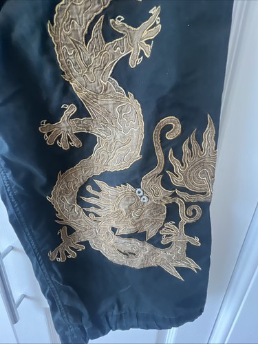 MAHARISHI Womens Vintage Black Dragon Embroidered Cargo Trousers Size 8 £325 - Picture 2 of 16