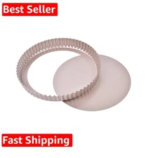10-Inch Round Tart Pan with Loose Removable Bottom, Non-Stick Carbon Steel Qu...