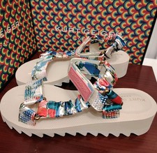 New Kurt Geiger Orion Strawberry White Blue Red Crystals Sandals Size 6 UK 39EU