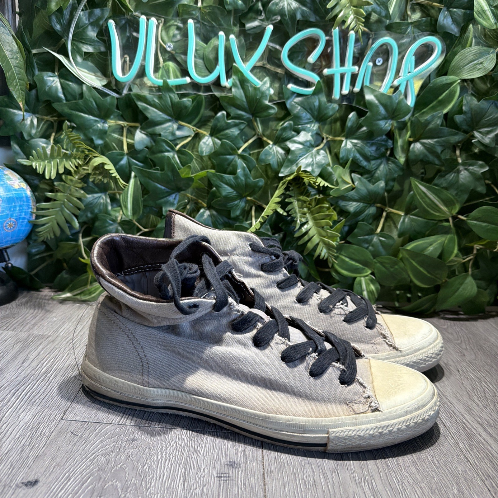 John Varvatos Converse Star Player Mens Shoes Size 9.5 Gray Black Mid High Top