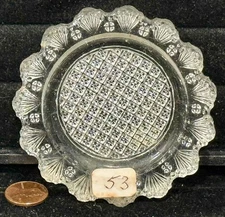 Scarce Antique Sandwich Glass Diamond Check Cup Plate, LR 53 Variation, c. 1828