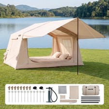 VEVOR Inflatable Tent for Camping 2-4 Person Air Blow Up Tent with Pump & Canopy