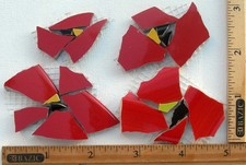 Small Red Poppy Tile Set, Mesh Mounted Mix Size Broken Plate Tiles For Craft