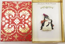 Christmas Christopher Radko Shiny Brite Penguin Brooch Pin W/ box D3007