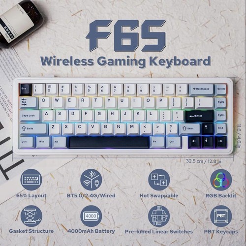 EPOMAKER x AULA F65 65% Wireless Mechanical Keyboard, Used, Good Condition - Picture 2 of 8