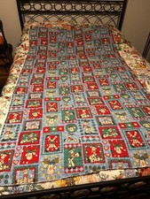 Vintage Handmade Christmas Quilt / Wall Hanging Reversible 39 x 70