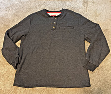 Coleman Mens Size Large Dark Gray Sherpa Lined Henley Waffle Sweater