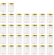 4 Oz Clear Hexagon Jars Small Glass Jars with Lids Mason Jars 30 Pack