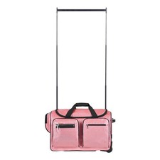 23 Inch Dance Bag with Garment Rack Rolling Duffle with Wheels for Travel Pink