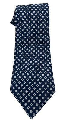 Canali Men 60x3.5 NavyBlue W/White Diamonds 100% Silk Tie ITALY Made (TD16) EUC