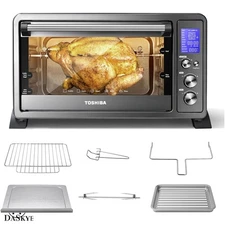 Versatile Large Capacity 6-Slice Convection Toaster Oven - Black Stainless Steel