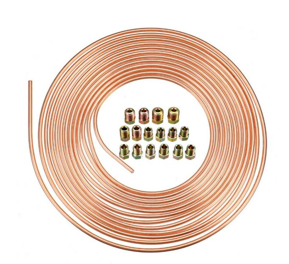2X 50ft 1/4"O.D. Steel Zinc Copper Nickel Car Brake Line Tubing Kit W/32Fittings - Image 4 of 4