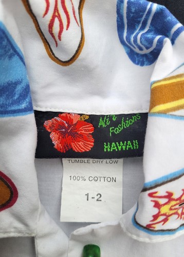 Hawaii White Surfing Motive Shirt Shorts Set Size 1 -2 Years by Alis Fashion NEW - Picture 4 of 5