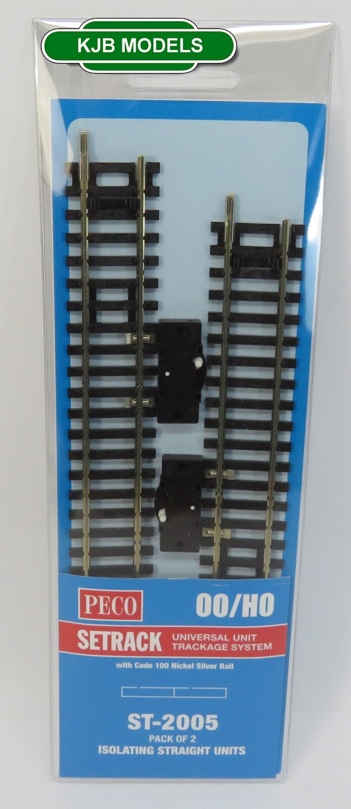PECO ST-2005 Isolating Standard Straight (2 pk) SETRACK Code 100 OO Gauge Track