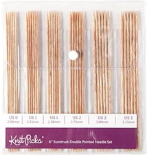 Double Pointed Wood Knitting Needle Set (Sunstruck 6")