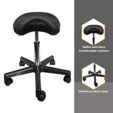 Black Saddle Massage Stool Ergonomic Comfortable Rolling Adjustable Salon Swivel