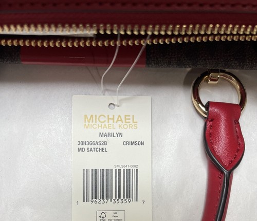 Michael Kors Marilyn MK LOGO BROWN RED Medium Satchel Shoulder Bag - Picture 15 of 15