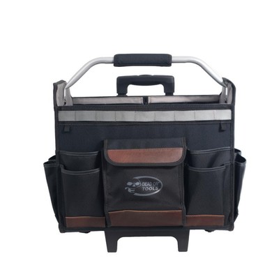 DEAD ON TOOLS Rolling Tool Tote Bag 18'' Heavy-duty w/ Extended Handle in Black