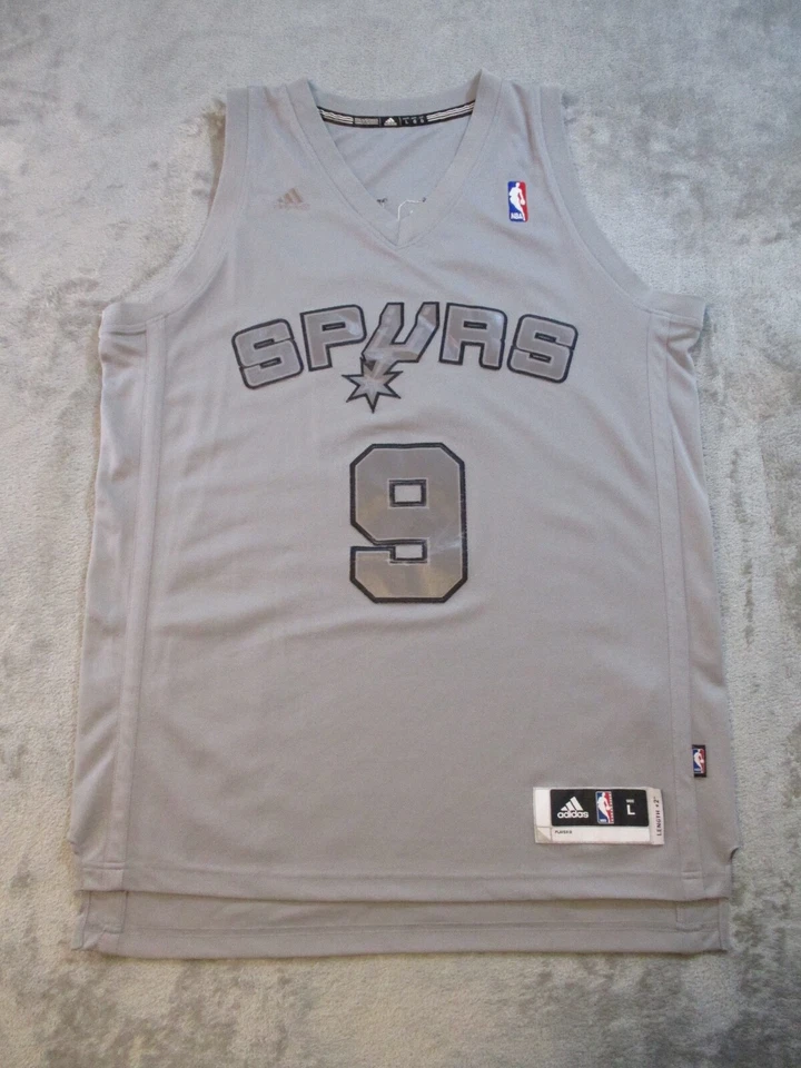Винтажная мужская светоотражающая рубашка SPURS Jersey большая серая San Antonio Adidas 9 Parker - Изображение 3 из 4