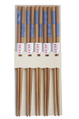 Set of 5 Pairs Bamboo Chopstick Gift Set Blue S-3671