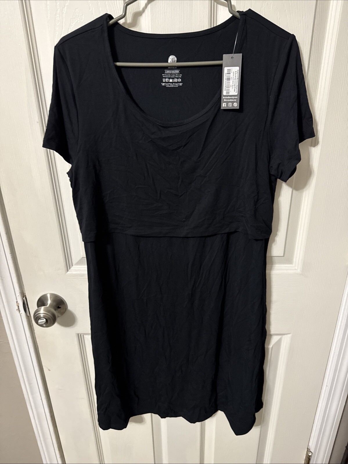 Kindred Bravely Dress Womens Large Black Angelina Nursing Maternity Stretch