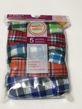 Wonder Nation Boys 5 Pack Woven Boxer Shorts - Size Small 6-7
