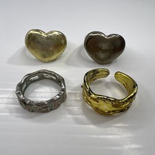 Lot Retro Rings Gold Silver Tone Plastic Girls Kids Angel Hearts
