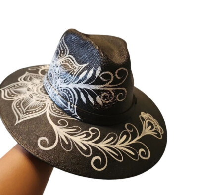 Lili Woman s Artisan Hand Painted Hat. Woman s Flower Sun Hat. Sombrero De Mujer