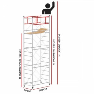 Trabattello SCEDIL FAST In Acciaio Zincato - Altezza Lavoro 4,85 M, 4 Piastre Filettate, Pontaggio Carrabile - Foto 9