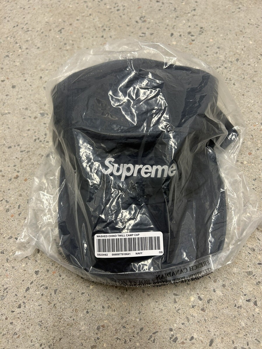 帽子 supreme Washed Chino Twill Camp Cap navy Supreme Washed Chino Twill Camp Cap (SS23) - $48