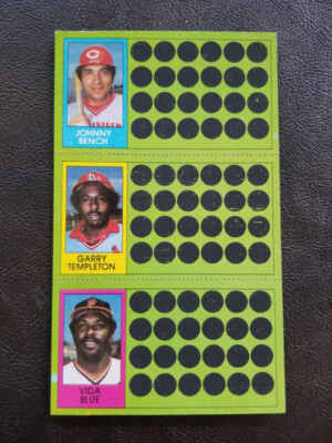 1981 TOPPS BASEBALL SCRATCH-OFF COMPLETE PANEL BENCH TEMPLETON BLUE