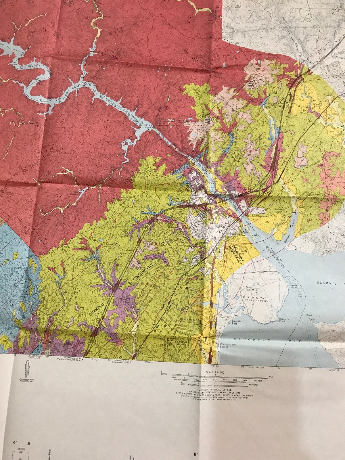 US Geologic Map of Occoquan Quadrangle Fort Belvoir Prince Wm Fairfax