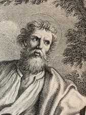 Belle gravure ancienne Portrait Saint Mathias Mathieu apôtre Boucher Vallée