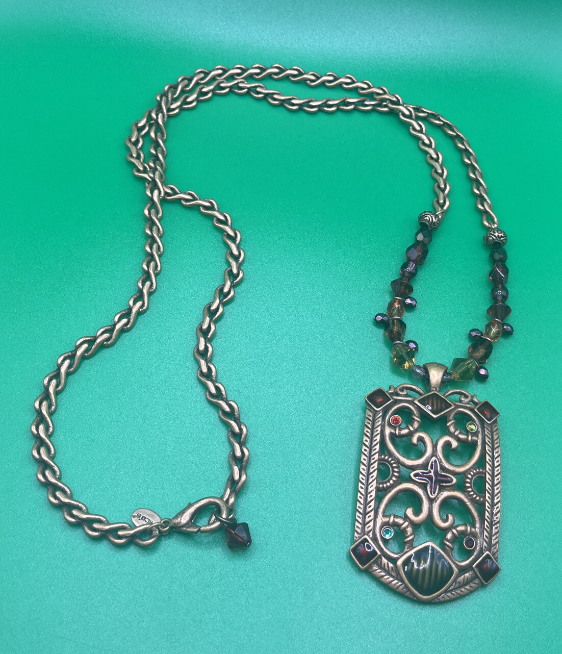 Stunning Chicos gold tone multi enamel rhinestone crystal necklace eBay