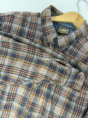 CE Schmidt Shirt Mens Sz. 2XL Orange Plaid Long Sleeve Workwear Button Down GHV8
