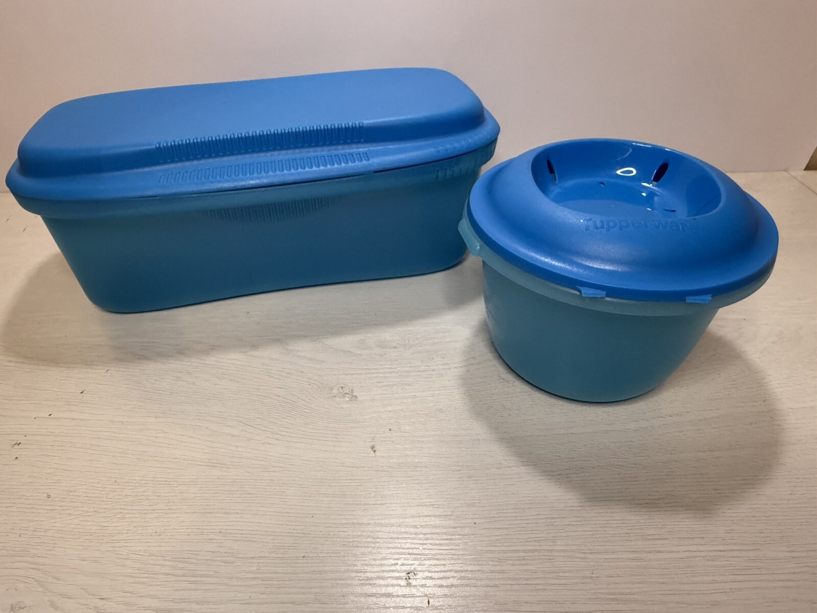 Tupperware Microwave Pasta Cooker Strainer Blue with Rice Cooker Function