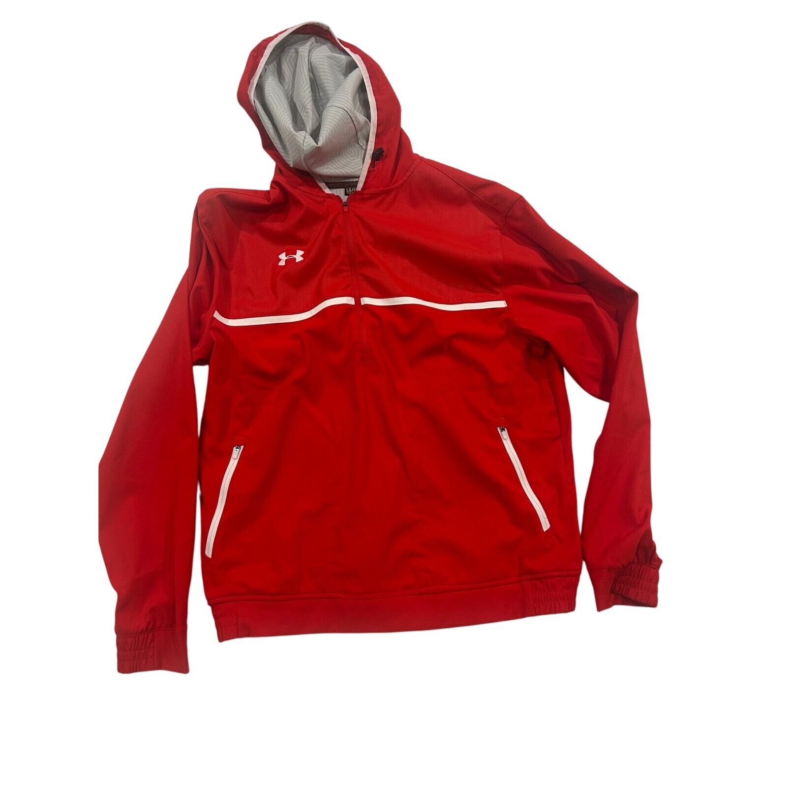 Under Armour Pullover Jacket Red, White Stripe Ha… - image 1
