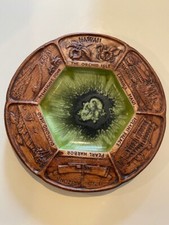 Vintage Treasure Craft Green Drip Glaze Ceramic Souvenir Ashtray MINT