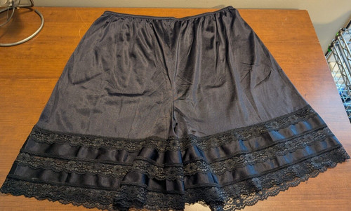 Vtg VELROSE 3X BLACK Silky Petti-pants Bloomers Boy Shorts Lounge Wear