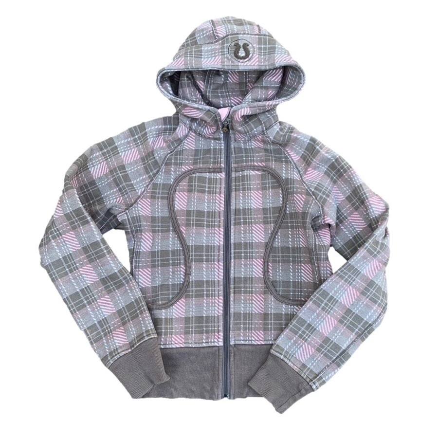Lululemon Scuba Hoodie Size 4 Sage Brown Pink Plaid | eBay