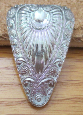 1-Raised Silve Egyptian Design on an Iridescent Triangle Silver Back Button #22