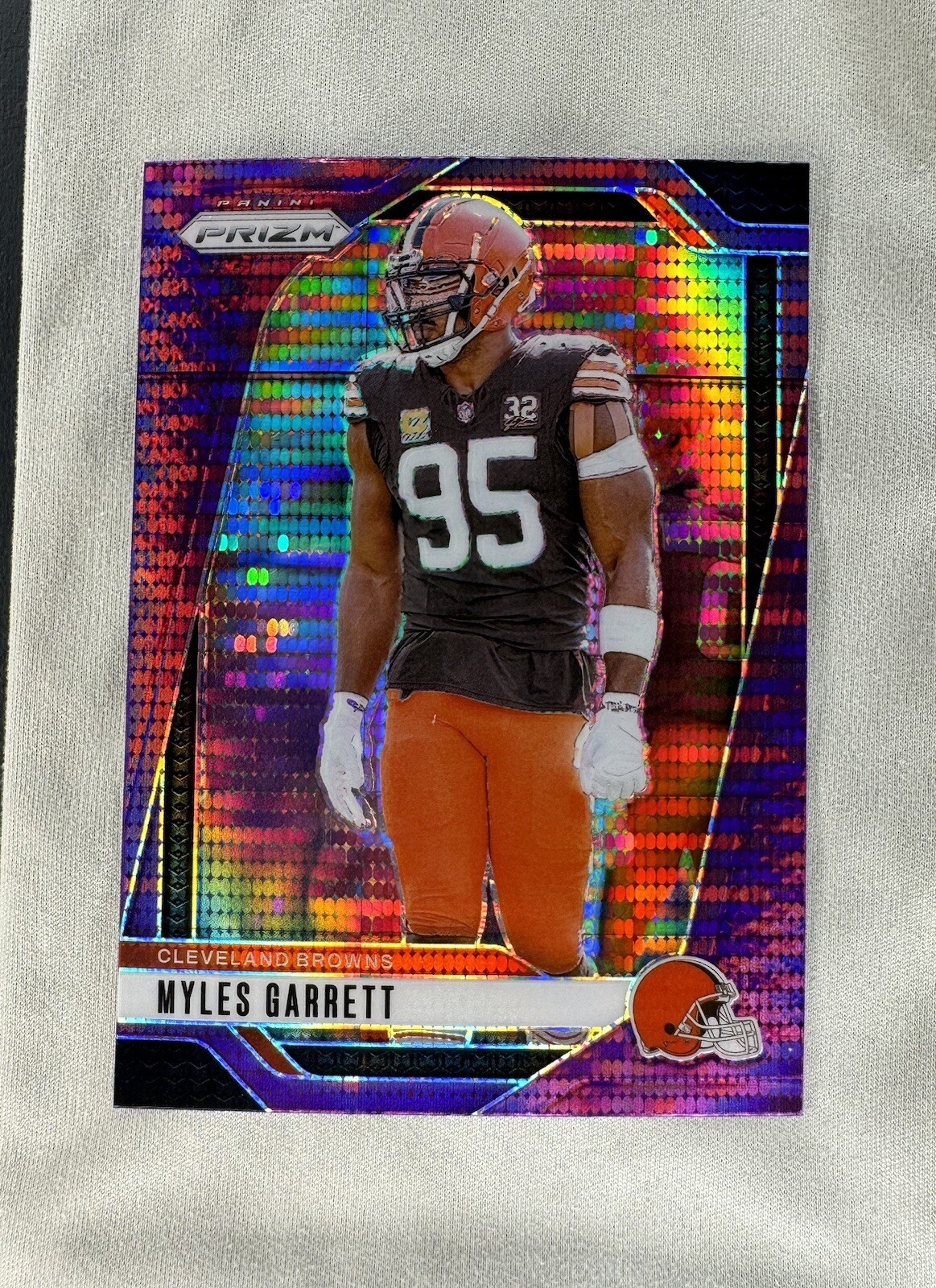 2024 Panini Prizm #69 Myles Garrett Purple Pulsar Cleveland Browns All NFL DPOY