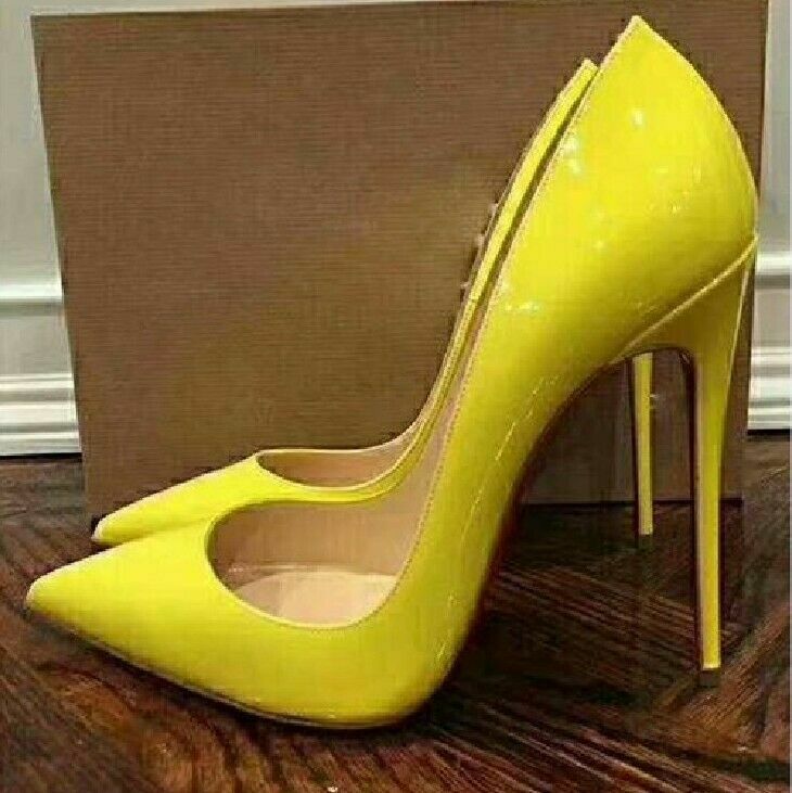 Para mujer Tacones altos de aguja punta puntiaguda patente cuero fiesta boda zapatos de salón