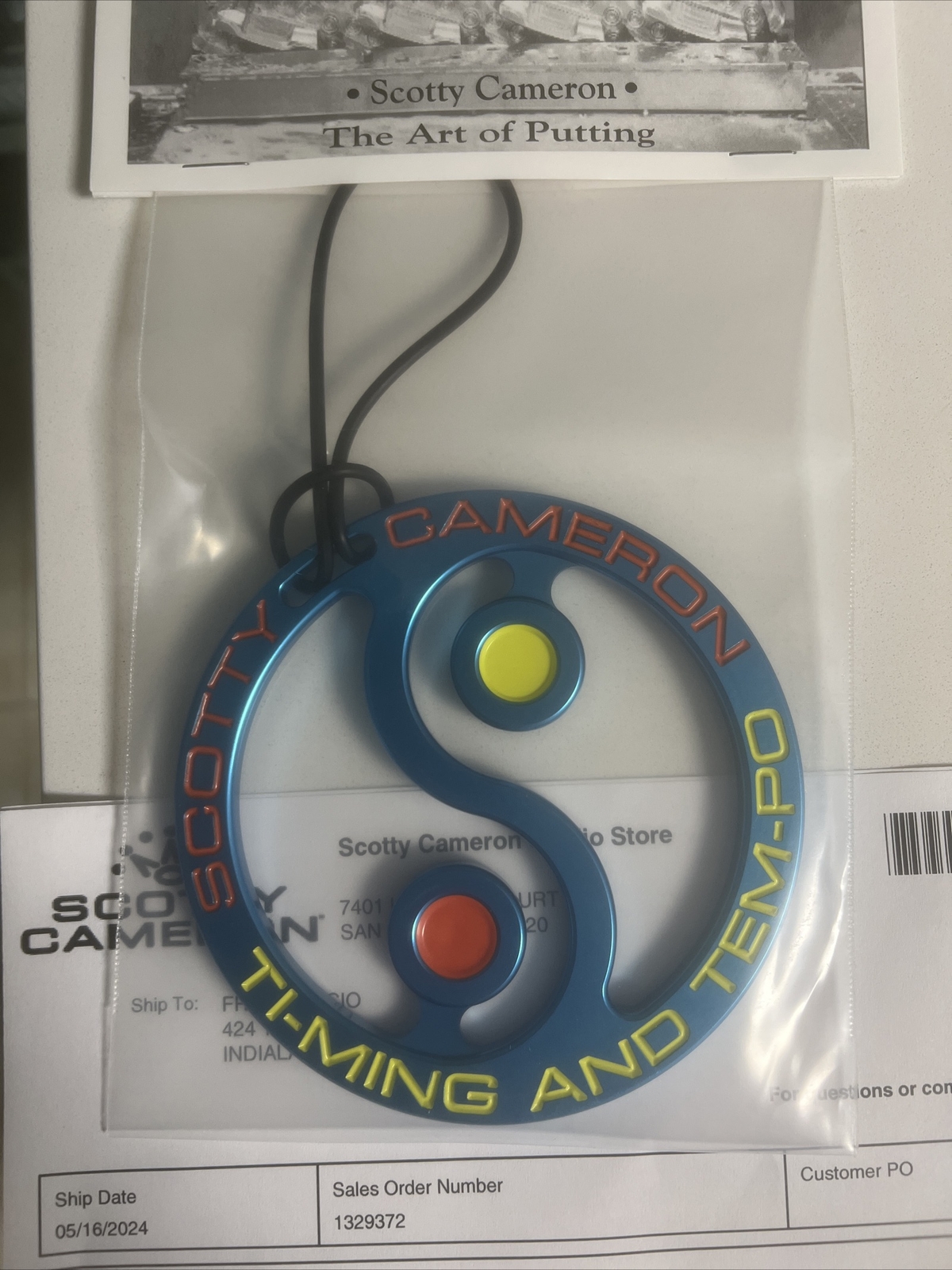 Étiquette De Sac De Golf Scotty Cameron Circle T Ti-ming & Tem-Po - Bleu Anodisé - Neuf Sous Blister